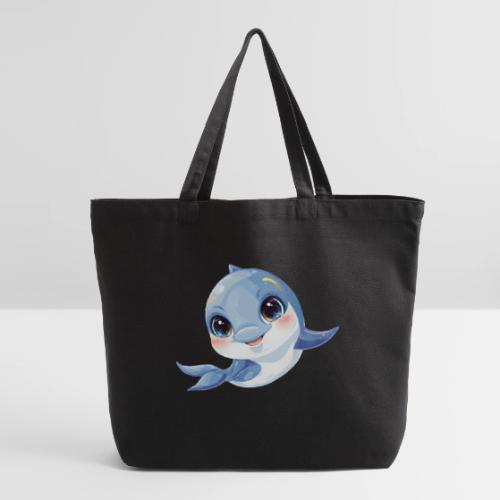 Joyful Blue-White Baby Dolphin - Eco-Friendly Cotton Tote