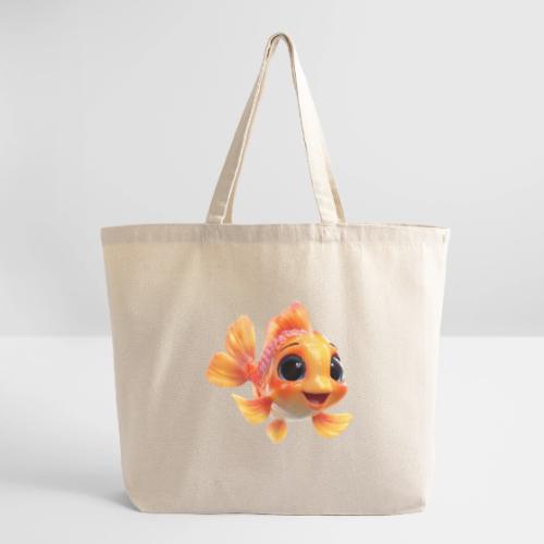 Cheerful 3D Orange Baby Fish - Eco-Friendly Cotton Tote