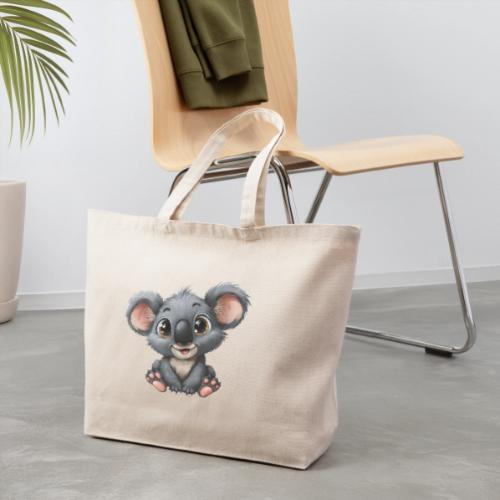 Joyful Cartoon Baby Koala with Big Eyes - Eco-Friendly Cotton Tote