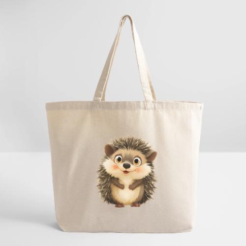 Smiling Cartoon Hedgehog with Joyful Expression - Eco-Friendly Cotton Tote