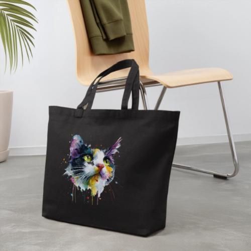 Cat: Painted Purr Expression - Eco-Friendly Cotton Tote