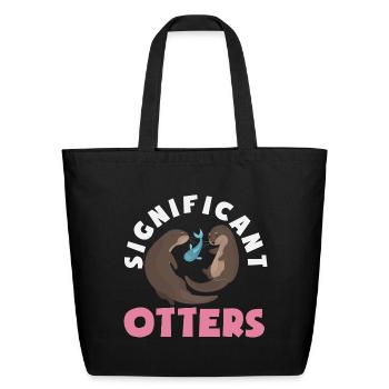 Sea Otter Cartoon Otters - Eco-Friendly Cotton Tote - black - Front