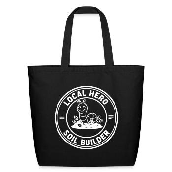 Earthworm nature gardener landscaping ecological - Eco-Friendly Cotton Tote - black - Front