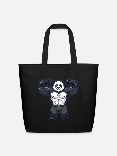 Cute panda, strong panda - Eco-Friendly Cotton Tote - black