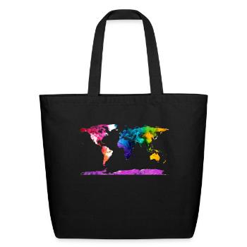 Watercolor Map - Eco-Friendly Cotton Tote - black - Front