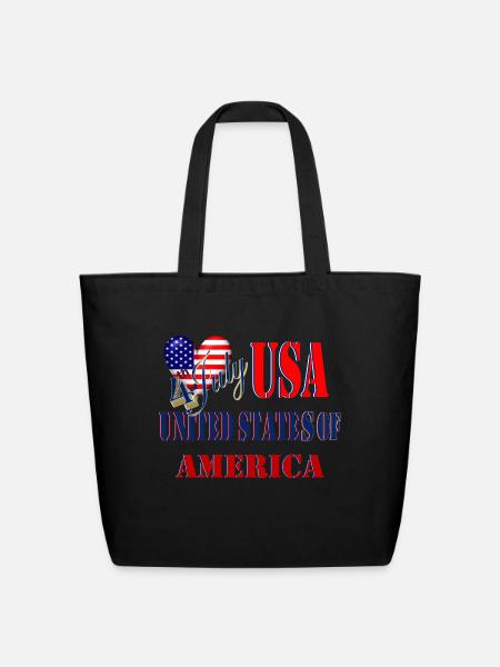 USA United State of America - Eco-Friendly Cotton Tote - black