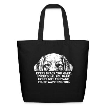 Dog Watching Snack Meal Bite - Eco-Friendly Cotton Tote - black - Front