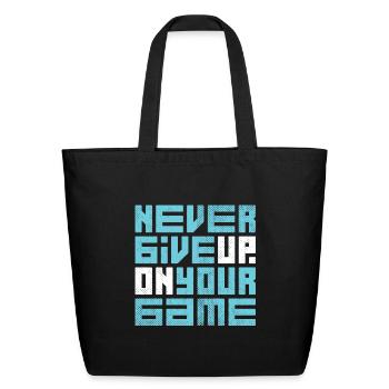Never Give Up Grid Typeface - Eco-Friendly Cotton Tote - black - Front