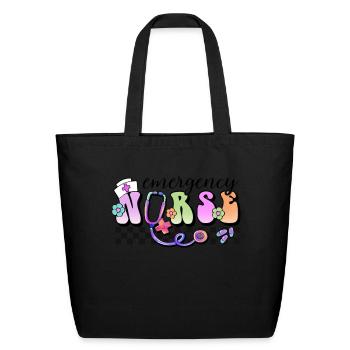 Emergency Nurse checkered - Eco-Friendly Cotton Tote - black - Front
