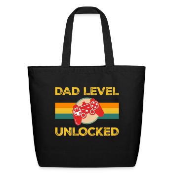 Dad Level Unlocked - Eco-Friendly Cotton Tote - black - Front
