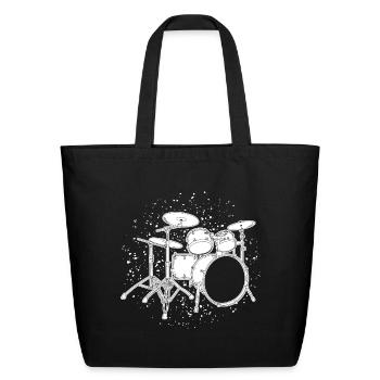 Drum Kit Drawing - Eco-Friendly Cotton Tote - black - Front