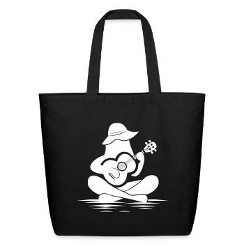 Female Ukulelist Drawing - Eco-Friendly Cotton Tote - black - Front