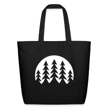 Night Landscape: Black Pine Trees in Moonlight - Eco-Friendly Cotton Tote - black - Front