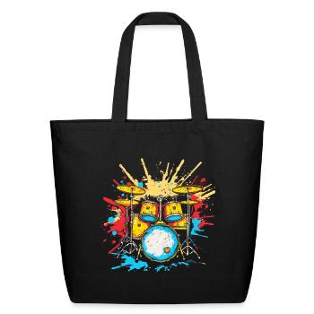 Drum Kit Steamwave - Eco-Friendly Cotton Tote - black - Front