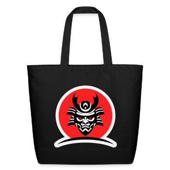 Samurai Warrior Mask - Eco-Friendly Cotton Tote - black - Front