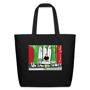 John John Florence Quiver with Background - Eco-Friendly Cotton Tote - black - Front