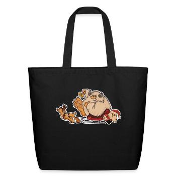 yeti with santa - Eco-Friendly Cotton Tote - black - Front