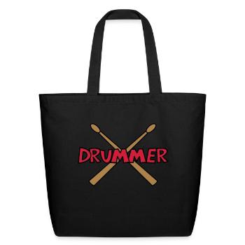 Drummer Crossed Drumsticks - Eco-Friendly Cotton Tote - black - Front