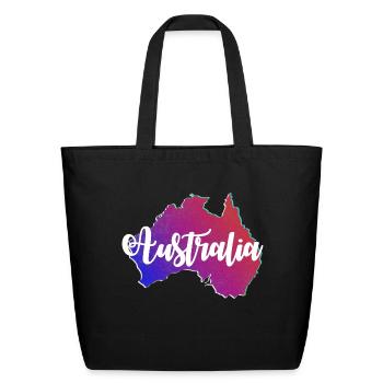 Australian Map - Eco-Friendly Cotton Tote - black - Front