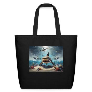 Sharks in the sea - Eco-Friendly Cotton Tote - black - Front
