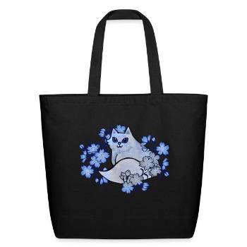 Blue Kitty Cat - Eco-Friendly Cotton Tote - black - Front
