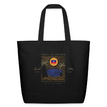 Port-au-Prince, Haiti - Eco-Friendly Cotton Tote - black - Front