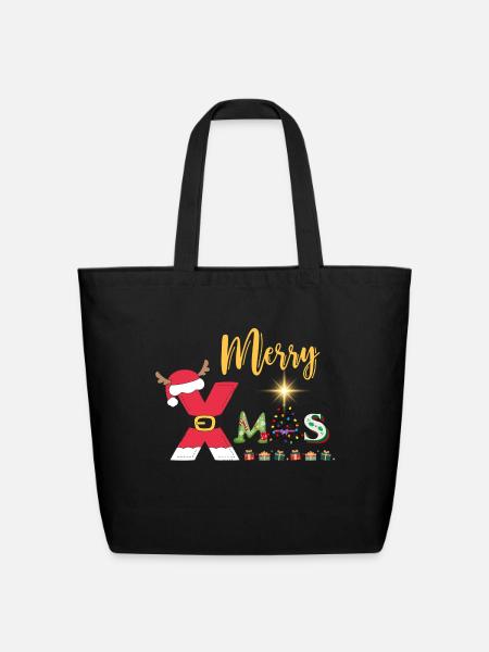 Merry Xmas - Eco-Friendly Cotton Tote - black