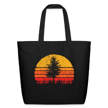 Mountain Life Outdoor Pine Tree Vintage - Eco-Friendly Cotton Tote - black - Front