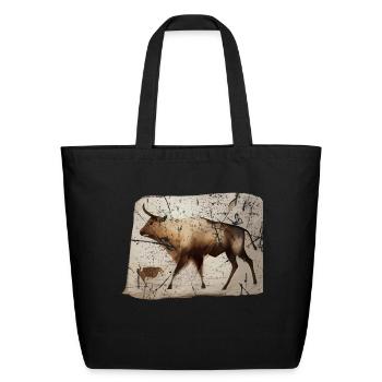 prehistoric cattle cave painting - Eco-Friendly Cotton Tote - black - Front