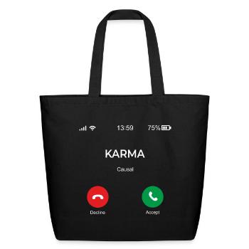 Karma Incoming Call smartphone screen - Eco-Friendly Cotton Tote - black - Front