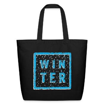 Winter Splatter Block Letters - Eco-Friendly Cotton Tote - black - Front
