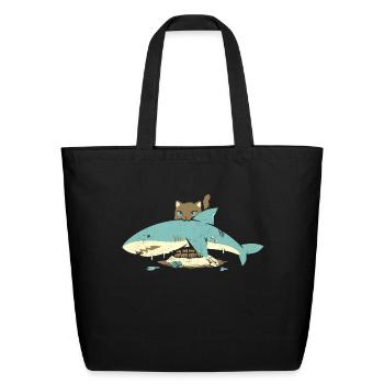 Cat Shark Funny Cat - Eco-Friendly Cotton Tote - black - Front