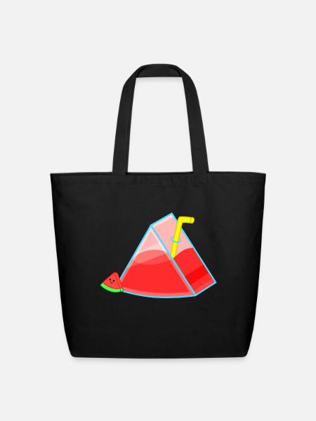 Kawaii Watermelon Juice Illustration - Eco-Friendly Cotton Tote - black