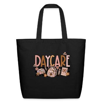 Daycare Bloom Backpack - Eco-Friendly Cotton Tote - black - Front