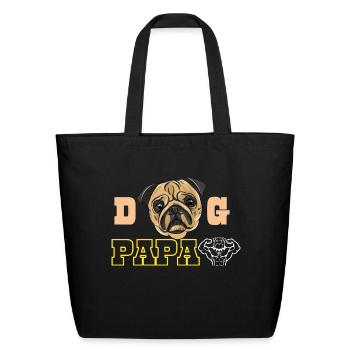 dog papa - Eco-Friendly Cotton Tote - black - Front