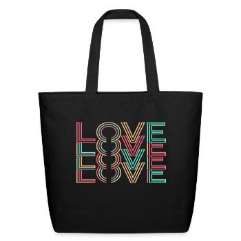 Love Love Love - Eco-Friendly Cotton Tote - black - Front