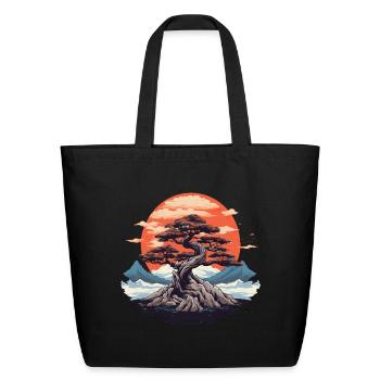 Bonsai Tree Bonsai Bowl Japanese Tree for a - Eco-Friendly Cotton Tote - black - Front