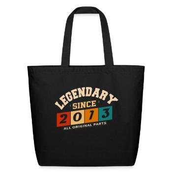 Legendary since 2013 vintage retro anniversary - Eco-Friendly Cotton Tote - black - Front