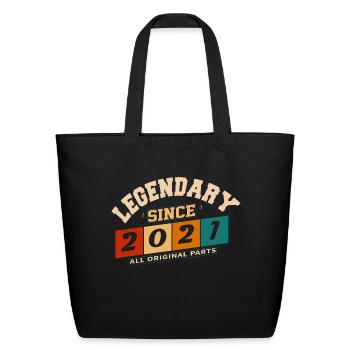 Legendary since 2021 vintage retro anniversary - Eco-Friendly Cotton Tote - black - Front