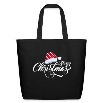 Merry Christmas - Eco-Friendly Cotton Tote - black - Front