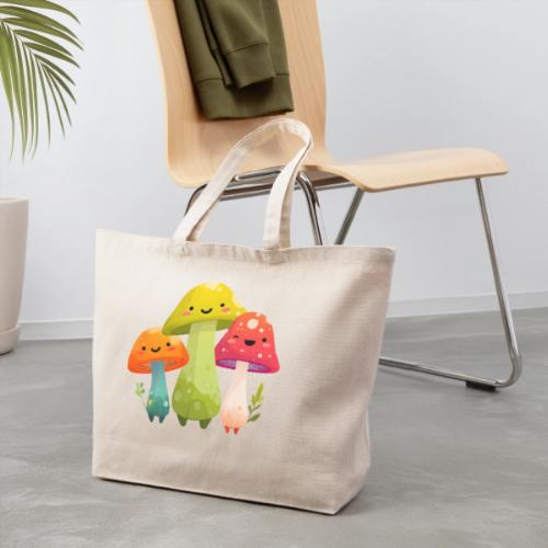 Trio of Happy Mushrooms - Eco-Friendly Cotton Tote
