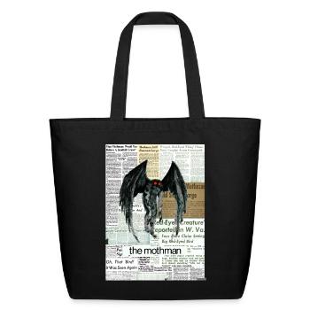 Mothman Newspaper Collage - Eco-Friendly Cotton Tote - black - Front