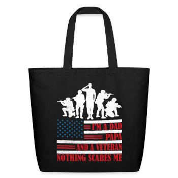 Proud Veteran Dad Graphic - Eco-Friendly Cotton Tote - black - Front