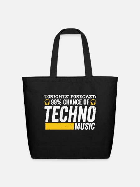 Techno Music Rave - Eco-Friendly Cotton Tote - black