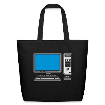 keyboard mouse screen computer - Eco-Friendly Cotton Tote - black - Front