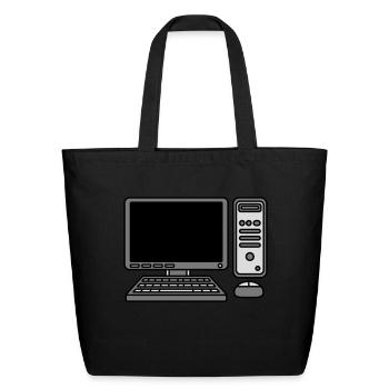 computer keyboard mouse screen - Eco-Friendly Cotton Tote - black - Front