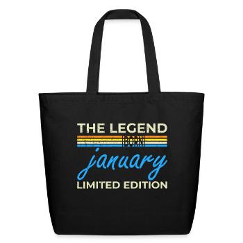 The Legend Born In January - Eco-Friendly Cotton Tote - black - Front