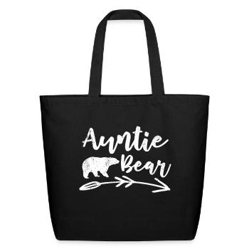 Auntie Bear Aunt Life Camping Camper Campfire - Eco-Friendly Cotton Tote - black - Front