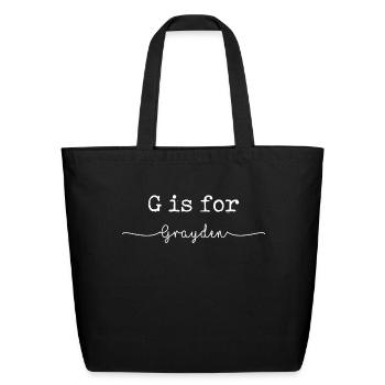 G Is For Grayden - Eco-Friendly Cotton Tote - black - Front