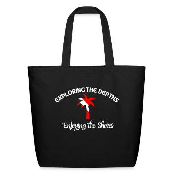 Exploring The Depths Enjoying The Shores - Eco-Friendly Cotton Tote - black - Front